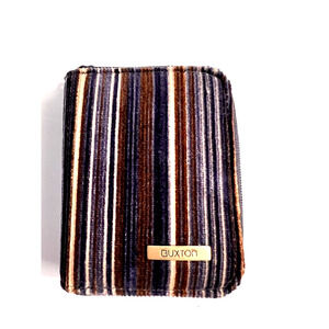 1970's Stripe Suede BUXTON Zip Around Lipstick Holder Case w/ Mirror